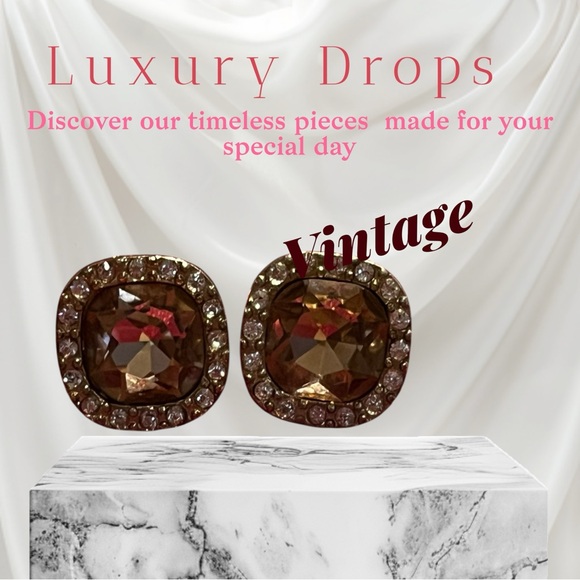 Vintage yellow amber Gemstone Earrings - Picture 1 of 2